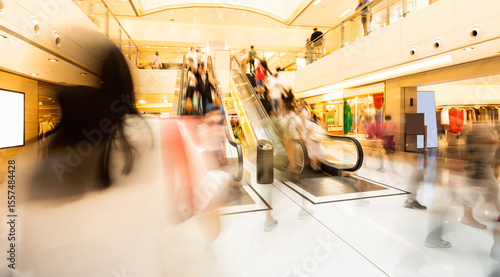 Blur of people on shopping mall