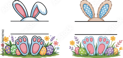 Cute Easter Bunny Clipart Set