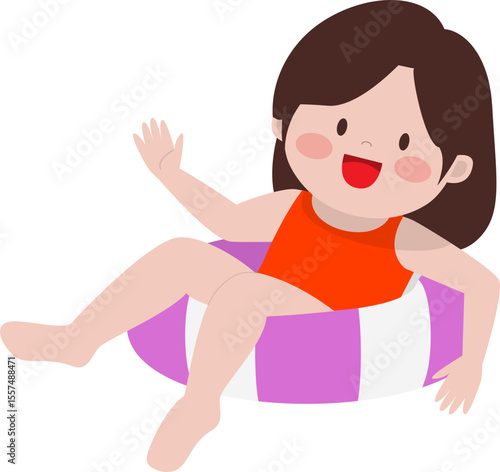 튜브 탄 아이 일러스트