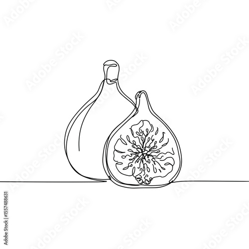 Abstract drawing of two figs in a minimalist style  