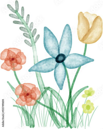 vector illustration of wildflowers, decoration element 
