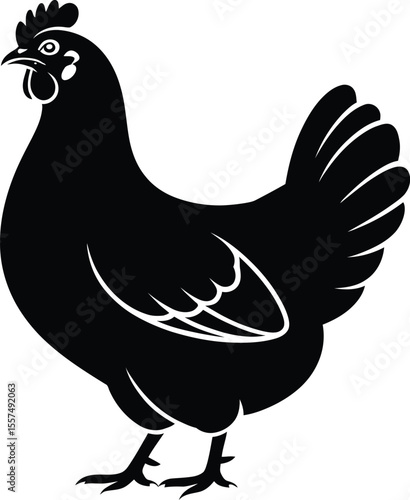 Chicken Silhouette Icon – Vector Graphic of Farm Hen