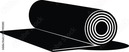 Rolled Material Icon – Vector Symbol of Rolled Mat or Fabric Sheet