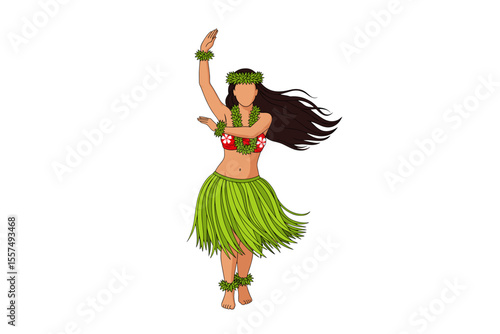 A Polynesian Girl Performing Hula Dance in Traditional Attire