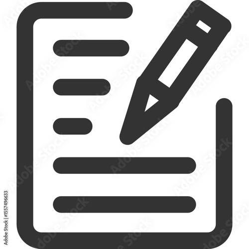 Illustration of a document with lines and a pencil for writing or editing information shown here now