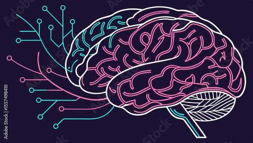 7   cyber brain with integrated circuit patterns a | Cybersecurity Vector Illustration