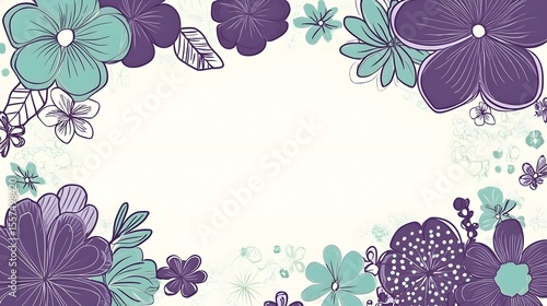 Elegant Purple and Teal Floral Frame Border Design