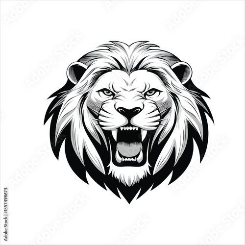 Cartoon lion head vector, a powerful wild cat mascot with a fierce face