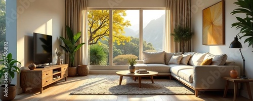 Wallpaper Mural Relaxing Living Room with Natural Light, Comfortable Furniture, and Stylish Decor ? Perfect for Family Time Torontodigital.ca