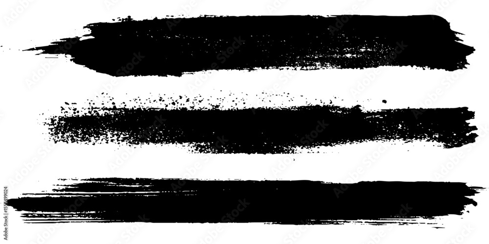 Vector set of brush strokes. Dirty uneven hand drawn stripes. Collection of horizontal silhouettes Vector set of brush strokes. Dirty uneven hand drawn stripes. Collection of horizontal silhouettes