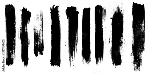 Various width black brush marks on a white background.