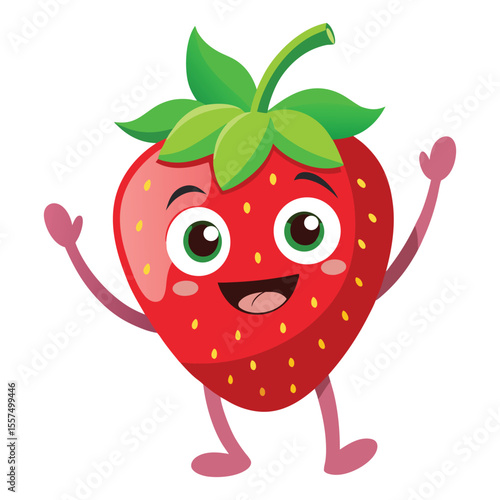 Happy strawberry waving