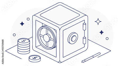 31   minimal isometric data vault with subtle blue | Cybersecurity Vector Illustration