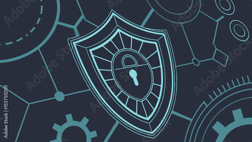 38   abstract dark tech background with shield c | Cybersecurity Vector Illustration
