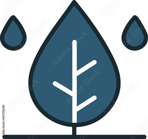 Feuille et pluie en design linéaire