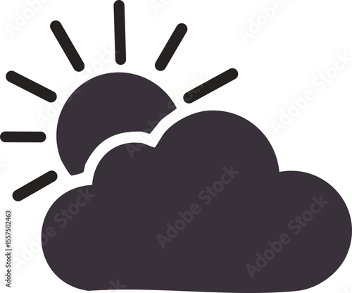 Soleil et nuage en design plat