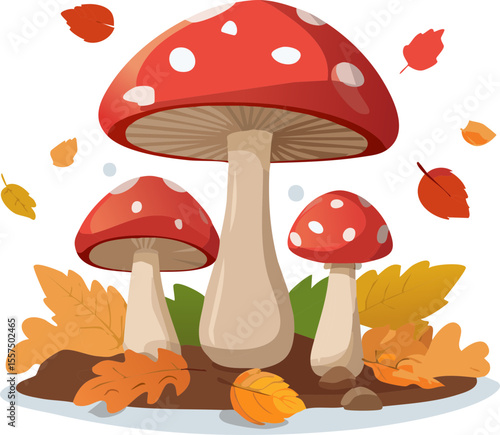Illustration automnale de champignons en forêt