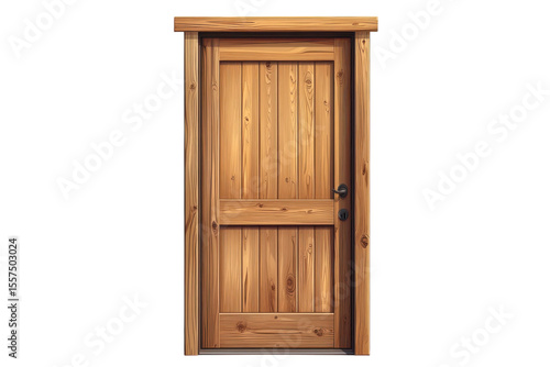 Inviting rustic wooden door a symbol of new beginnings and warm welcomes framed against black on transparent background