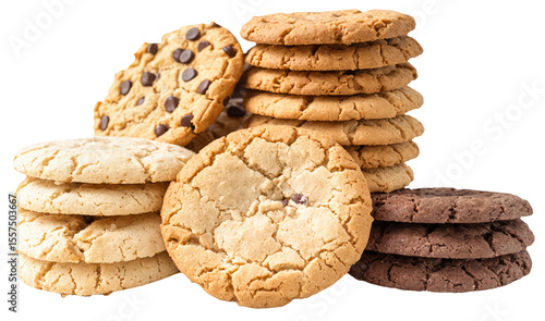 Assorted Homemade Cookies Collection on Transparent Background for Bakery Marketing, Food Packaging, and Digital Menu Design