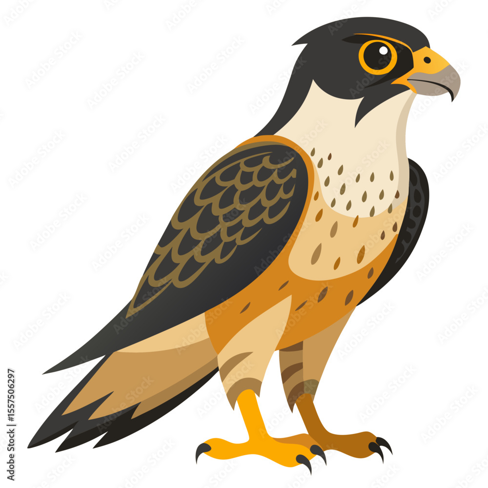 Fototapeta premium Stylized Peregrine Falcon Illustration A Detailed Depiction of a Bird of Prey with Sharp Claws and Distinctive Markings Perfect for Educational or Decorative Purposes stylized