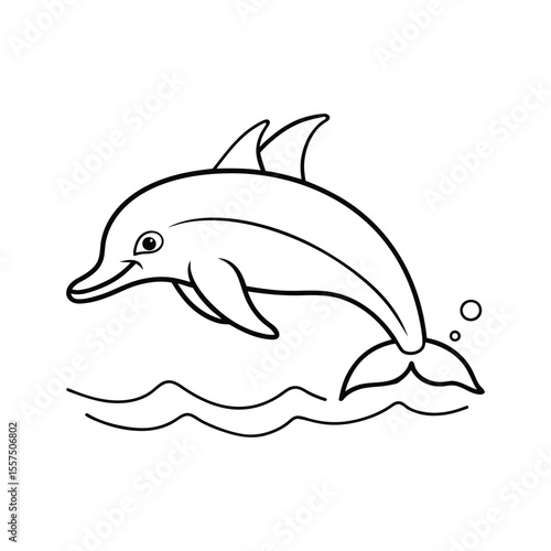  A Dolphin swim on the pond line art