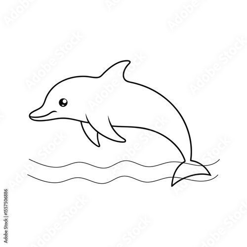 A Dolphin swim on the pond line art