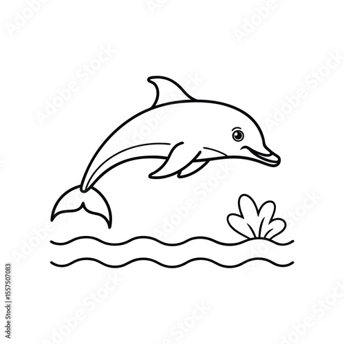  A Dolphin swim on the pond line art