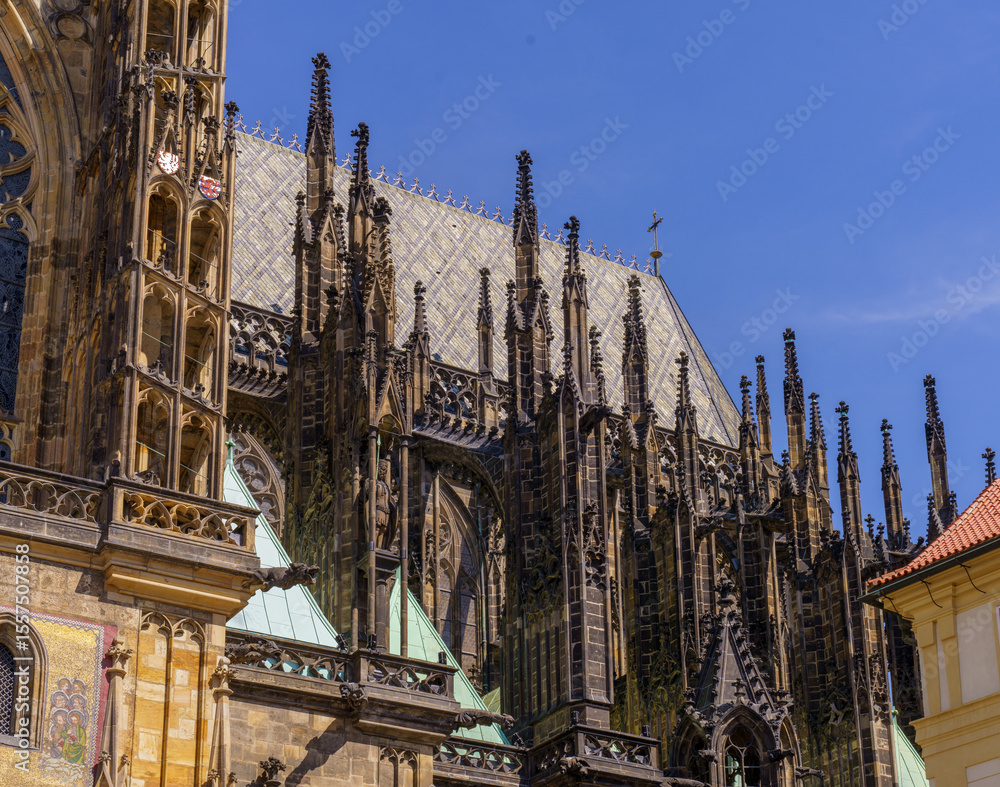 Fototapeta premium Gothic architecture of St. Vitus Cathedral in Prague Castle