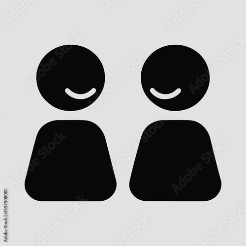 Silhouette of two smiling people faces simple icon Vector illustration