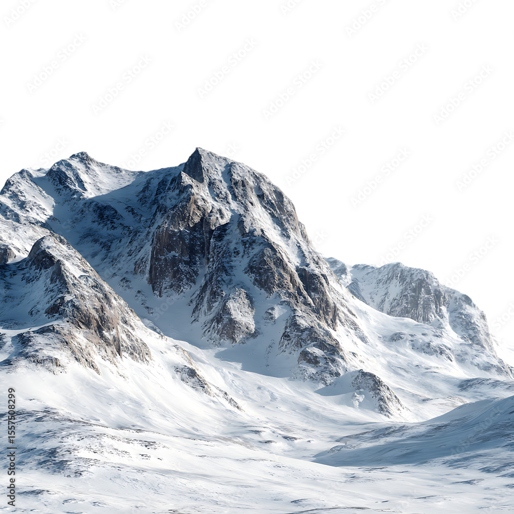 Obraz premium Majestic Winter Mountain Landscape Stunning Peak Snowscape on transparent Background
