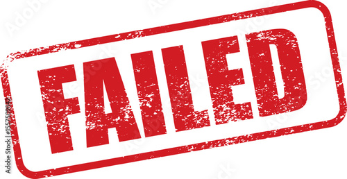 Red Failed Rubber Stamp Word Text Written in Grunge Vector in Round Border, Vintage, Transparent Background, Svg, Png