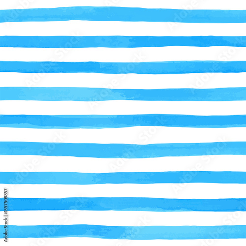 Beautiful seamless pattern with blue watercolor stripes. hand painted brush strokes, striped background. Vector illustration