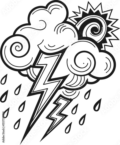 A colorful vector weather icons set for a forecast illustration design, featuring diverse shapes and styles representing natural elements