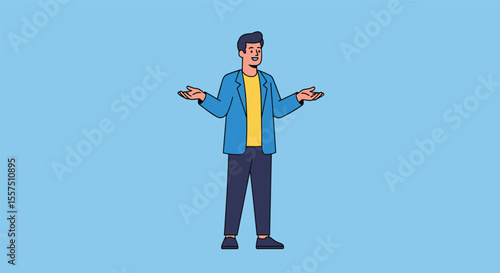 Confused Man Shrugging Shoulders With Arms Out in Bewilderment and Uncertainty