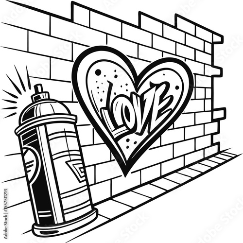 Cartoon vector illustration of heart in a window, wall, or cage, embodying a symbolic design