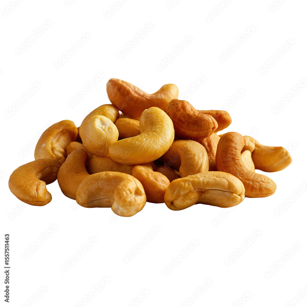 Fototapeta premium Crunchy and Delicious Cashew Nuts for Healthy Snacking on isolated background, generative ai 