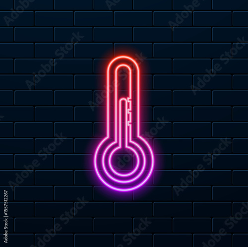 Temperature sensor. neon style. icon.