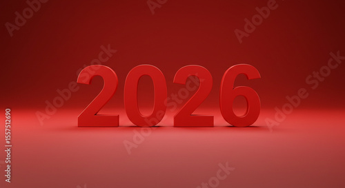 Red 2026 numerals presentation on a red gradient backdrop for future-oriented concepts