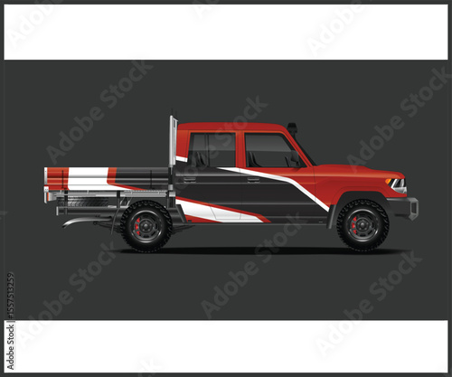 Red and Black Off Road Pickup Truck Design