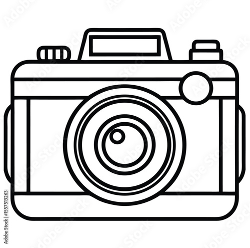 Camera line art on withe background
