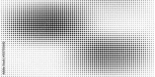 Set of halftone dots gradient pattern texture isolated on white background. Straight dotted spots using halftone circle dot raster texture. Vector blot half tone collection.