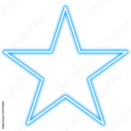 Abstract glowing blue star shape on transparent background png shiny neon star, bright frame design element