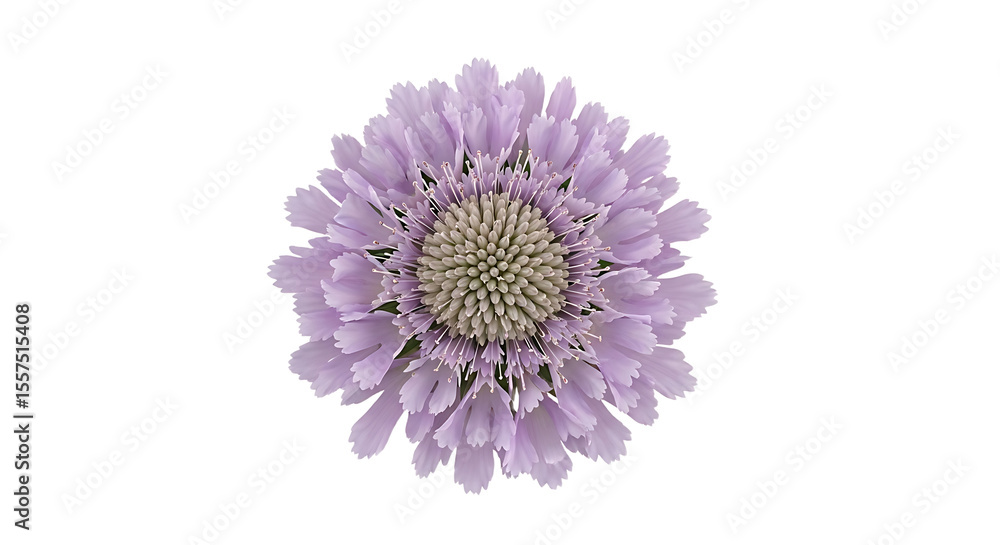Isolated Delicate Purple Scabiosa Flower Bloom on White Background for Creative Design Isolated Delicate Purple Scabiosa Flower Bloom on White Background for Creative Design