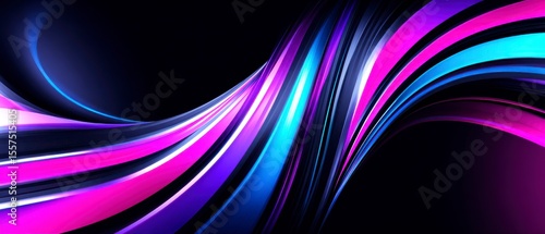 Vibrant Abstract Light Wave Pattern in Shades of Purple and Blue on Dark Background