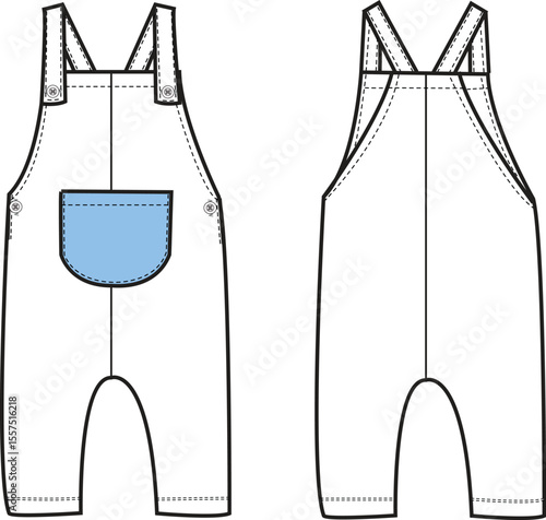 vector illustration of clothes. kids cloth. dungaree for kids. new born dress vector flat drawing. for tec pack. workable vector. comfortable baby dress. 