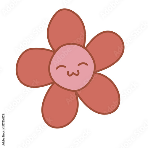 Flower Character Illustration Pastel Smile