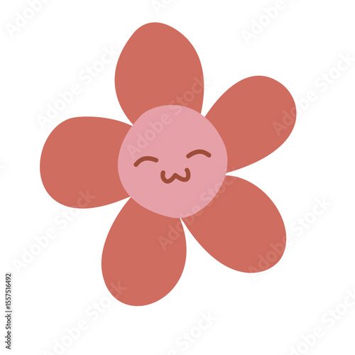 Flower Character Illustration Pastel Smile