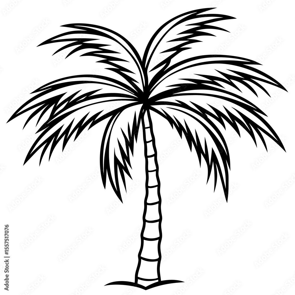 Fototapeta premium Areca Palm line art vector