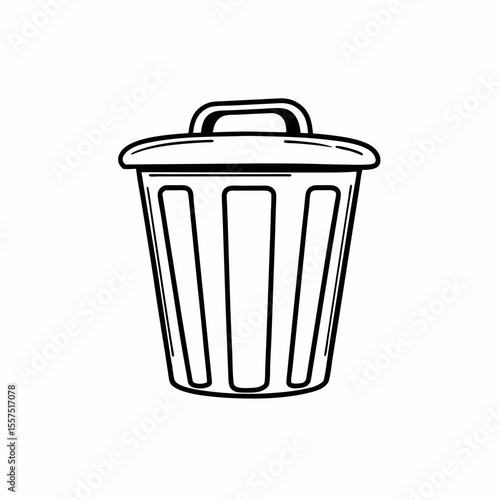 Trash can coloring book for kids black and white vector illustration