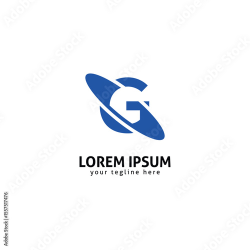 Letter G Space Logo, Futuristic Planet Ring Inspired Symbol.